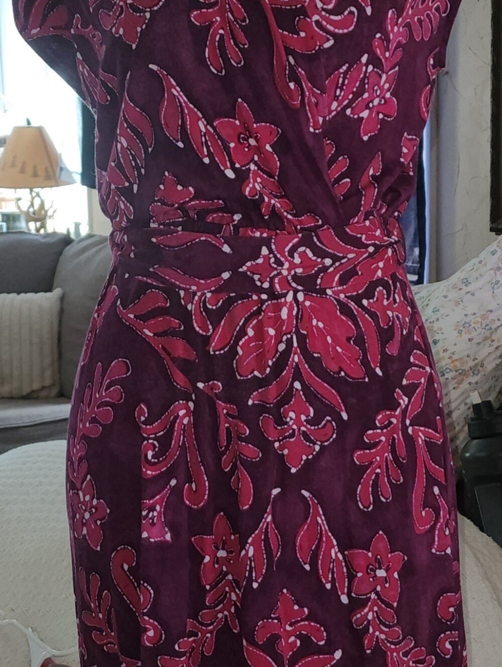 Tommy Bahama Magenta & Plum Floral Wrap Maxi Dress